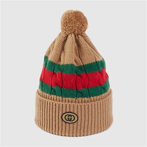 gucci wool hat boys|Children's wool hat with Web in camel .